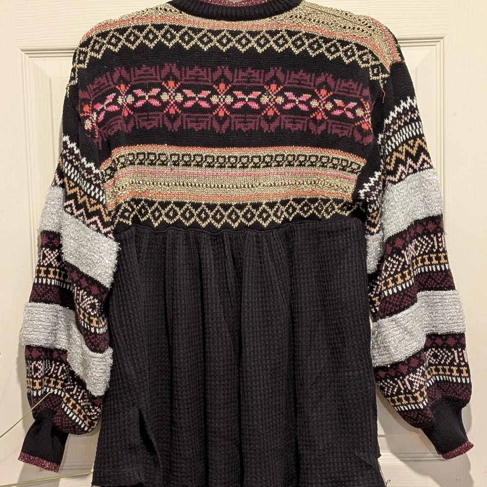 Free People Black and Gold Knit Cardigan - Picture 7 of 9